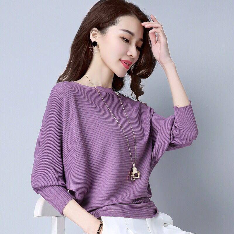 Áo Khoác Sweater Dệt Kim Tay Cánh Dơi Dáng Rộng Thời Trang Xuân Thu 2022 Cho Nữ