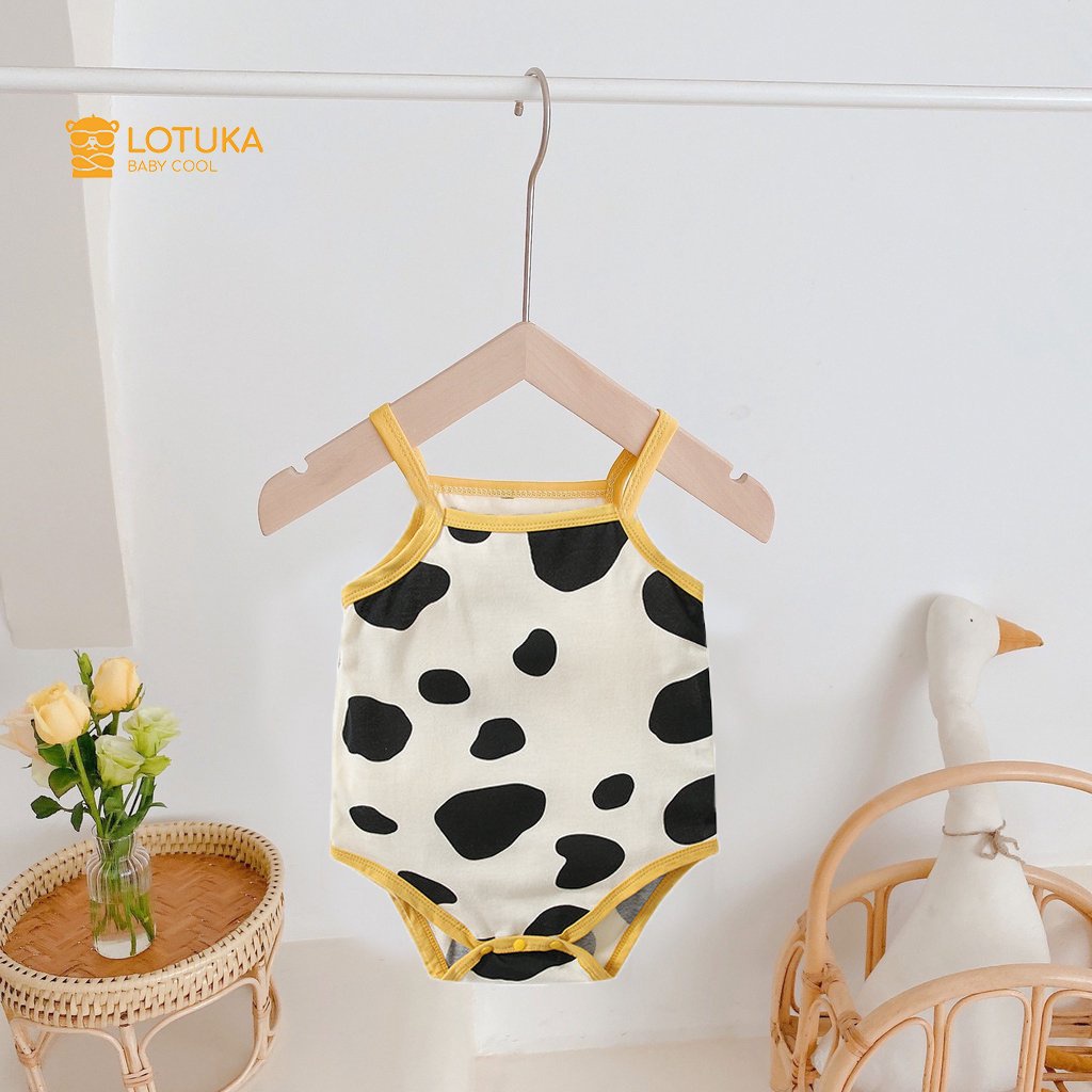 Bodysuit cho bé Lotuka hình bò sữa dễ thương hai dây, áo liền quần bé gái chất thun lạnh cao cấp siêu mát