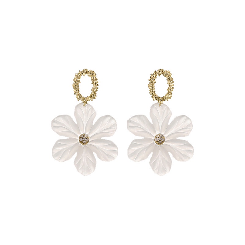 Khuyên Tai Hình Bông Hoa Trong Suốt Phong Cách Hàn Quốc