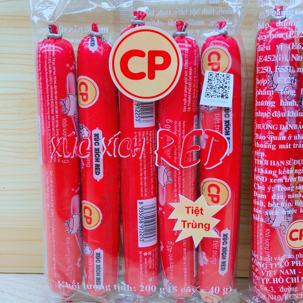 Xúc xích tiệt trùng red đỏ vị heo CP 200GR/ 5CÂY | BigBuy360 - bigbuy360.vn