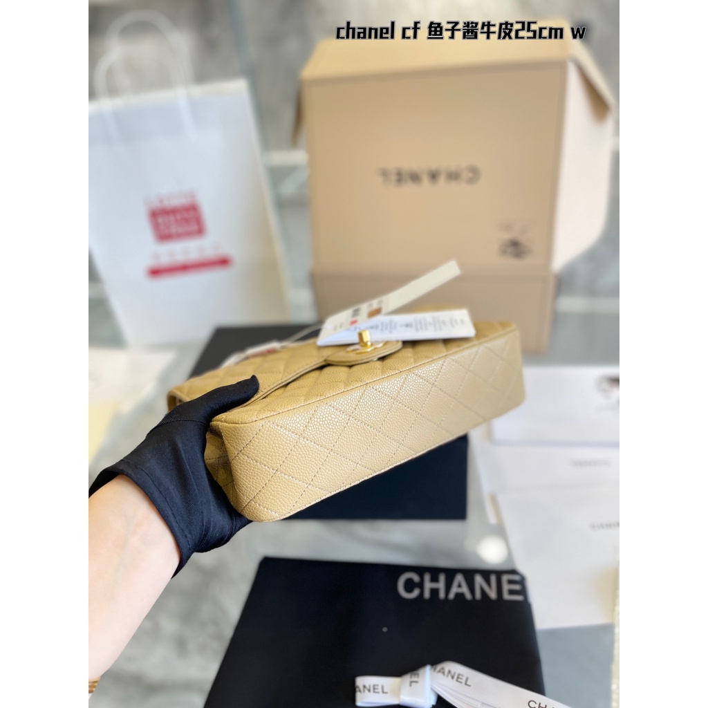 Túi xách nữ da thật Channel vân hạt, màu sắc nhã nhặn, thanh lịch