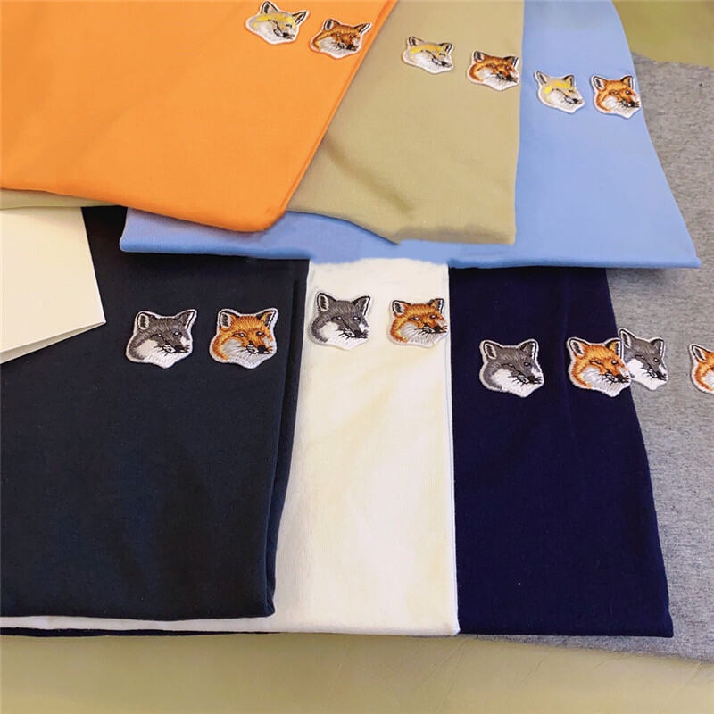 Áo Thun Cotton Cổ Tròn Tay Ngắn Thêu Hình Đầu Cáo Thời Trang Cho Nam Và Nữ