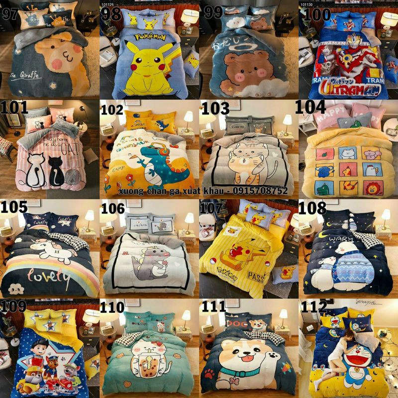 Bộ Chăn Ga Nỉ Nhung 3D Mẫu Mới 2020(Chát chọn mẫu)