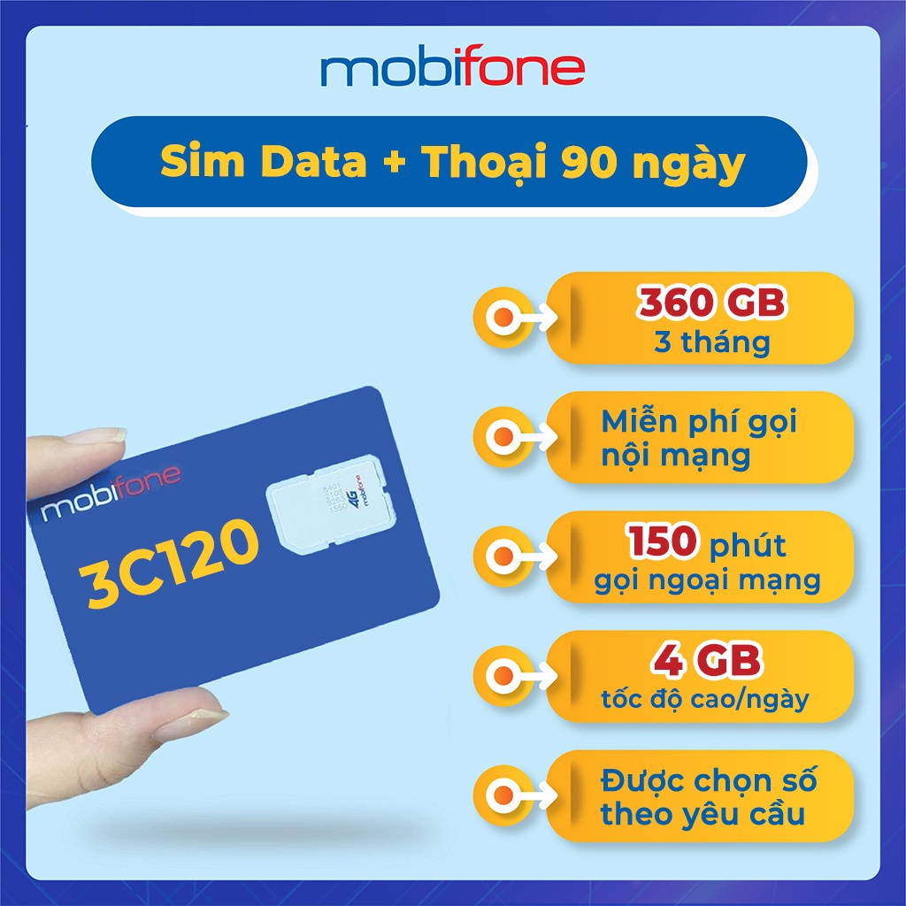 Sim 4G Mobifone 3C120 nhận ngay 360Gb trong 3 tháng - Mobifone store