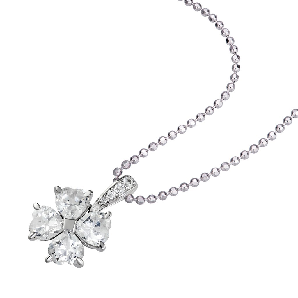 Vòng Cổ Bạc, Dây Chuyền Bạc Cỏ Bốn Lá Cánh Trái Tim May Mắn Cho Nữ TNC JEWELLERY