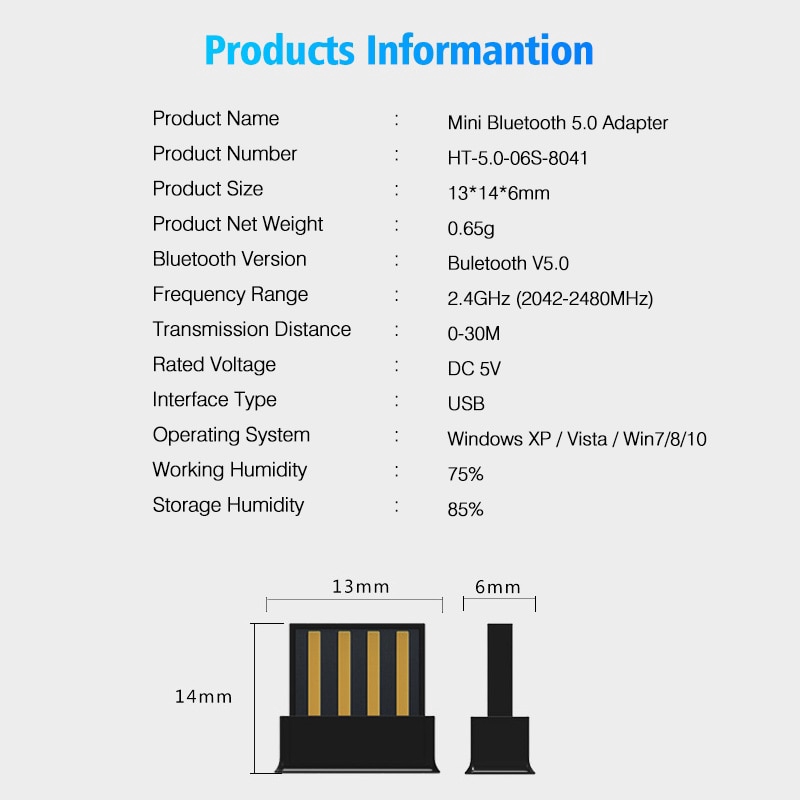 USB Bluetooth 5.0 Fonken Dành Cho Huawei Xiaomi Samsung Máy Tính Máy Tính Bảng