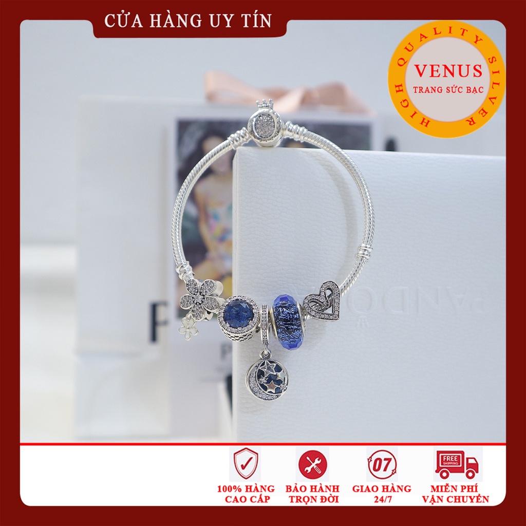 Vòng bạc cao cấp xâu charm- Trang sức bạc Venus