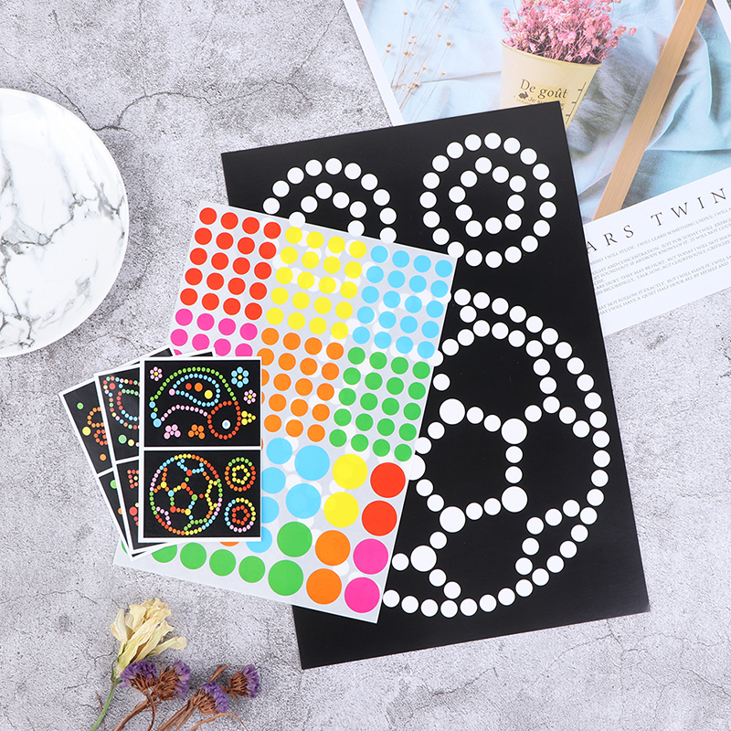 [rogoldVN]2Pcs DIY Colorful Dot Primary Mosaic Puzzle Stickers Game Learning Education Toy