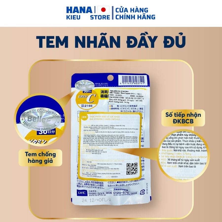 Viên Uống DHC Bổ Sung Vitamin C Nhật Bản 30 ngày và 60 ngày