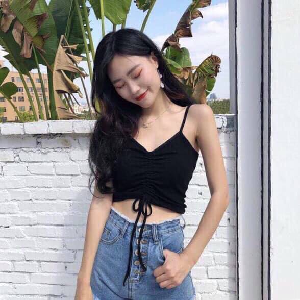 áo 2 dây len tăm rút ngực