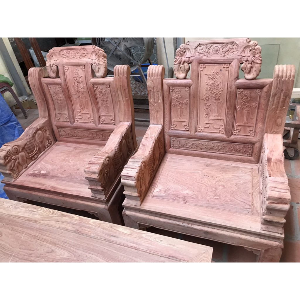 Bộ bàn ghế Âu Á Hộp Voi gỗ hương đá
