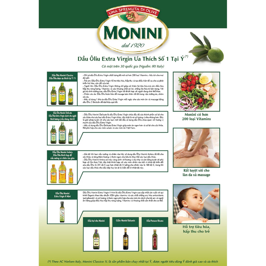 DẦU OLIVE MONINI EXTRA VIRGIN 500ML