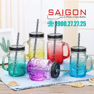 Ly Quai 480ml khắc chữ nhiều Màu Nắp Đen có lỗ ( không Óng Hút )