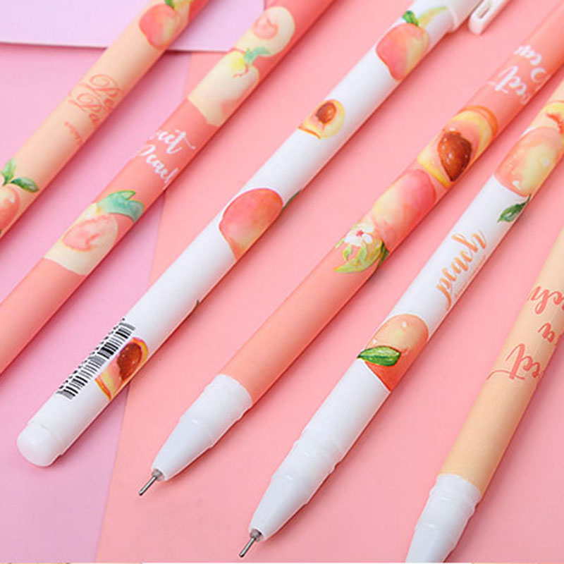 Bút Mực Gel Ngòi 0.5mm Thiết Kế Hình Quả Đào Xinh Xắn