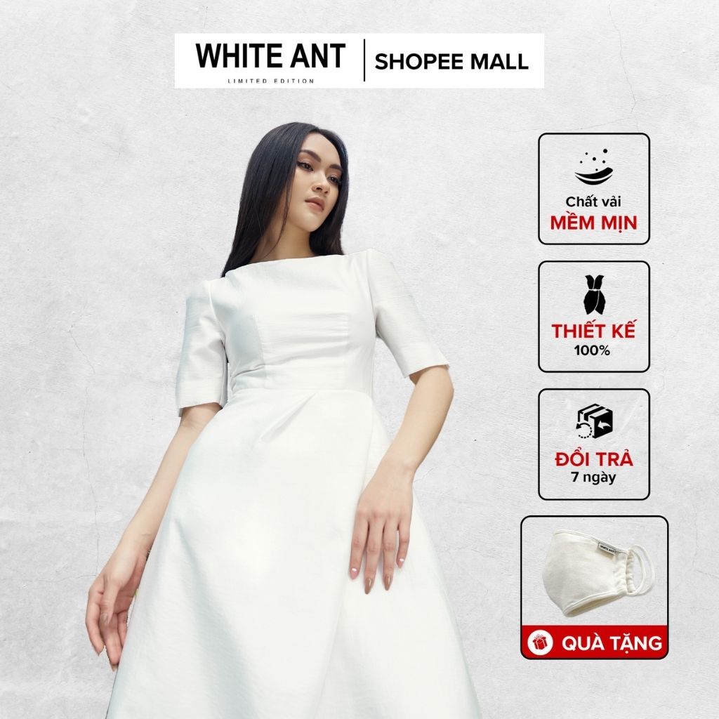 Đầm Thiết Kế Dáng Xoè Nữ WHITE ANT SIKA CIRCULAR DRESS Cổ Thuyền Phối Ly Chéo Eo Quyến Rũ 120400166