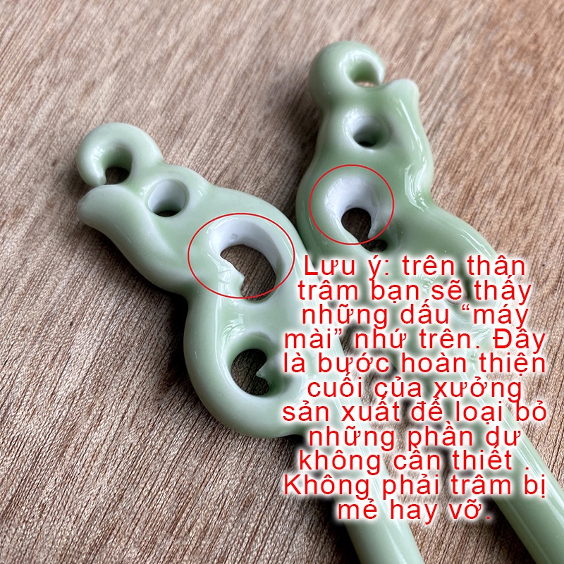 Trâm cài tóc họa tiết cách điệu chất liệu sứ ceramic vấn tóc cổ trang cosplay cổ phục việt phục