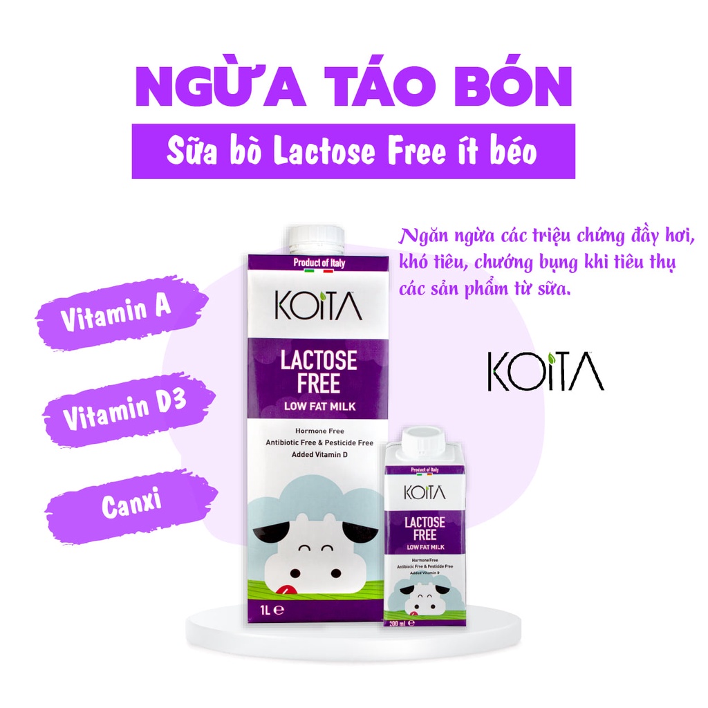 Sữa bò không chứa Lactose Koita (200ml - 1l)