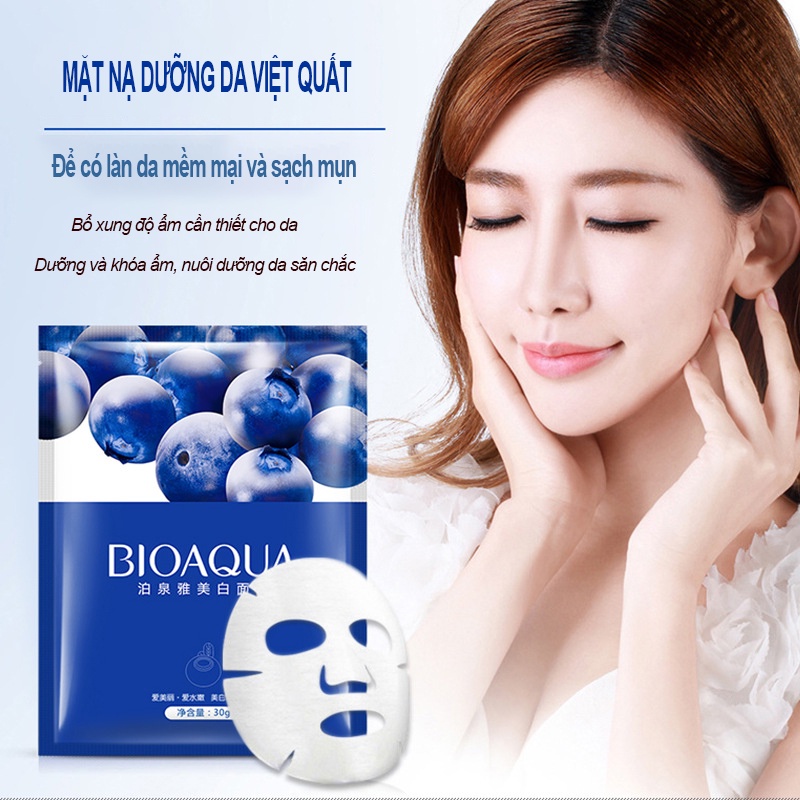 Mặt Nạ Việt Quất Bioaqua  dưỡng ẩm làm mềm trắng sáng da hiệu quả, mặt nạ nội địa Trung chính hãng A88