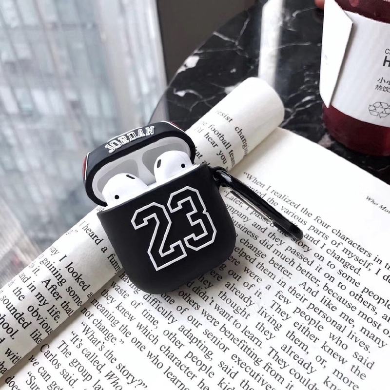 Vỏ bảo vệ hộp sạc tai nghe Apple Airpods 2 Bluetooth không dây họa tiết bóng rổ Jordan 23