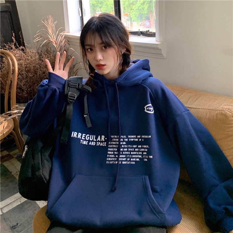 Áo Khoác Hoodie Len Lông Cừu Dày Dáng Rộng In Chữ Thời Trang Mùa Đông 2022 Mới