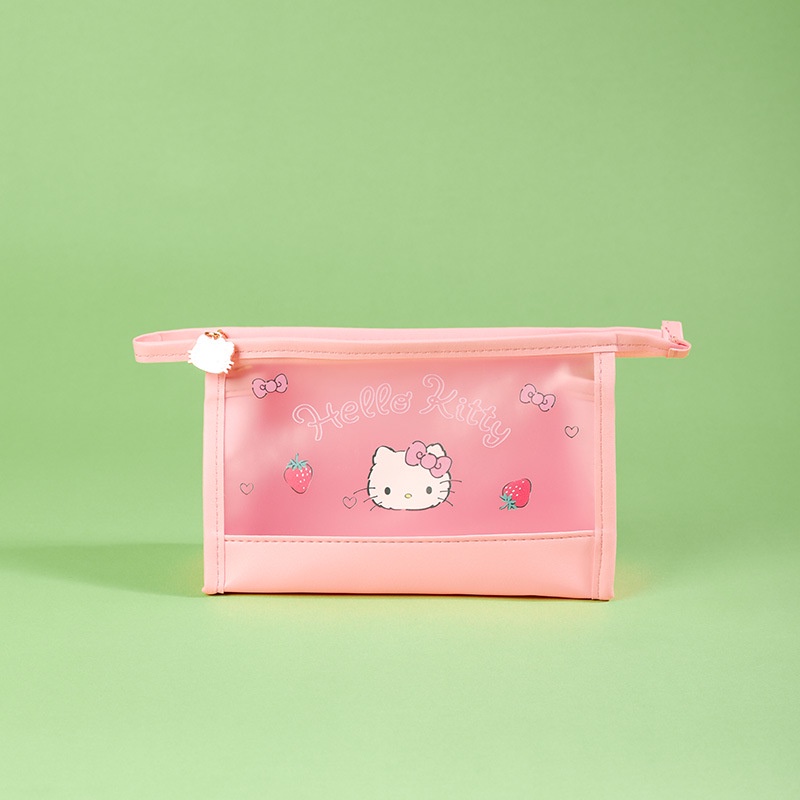 Túi Đựng Bút Trong Suốt Họa Tiết Hoạt Hình Hello Kitty Dễ Thương Ốp