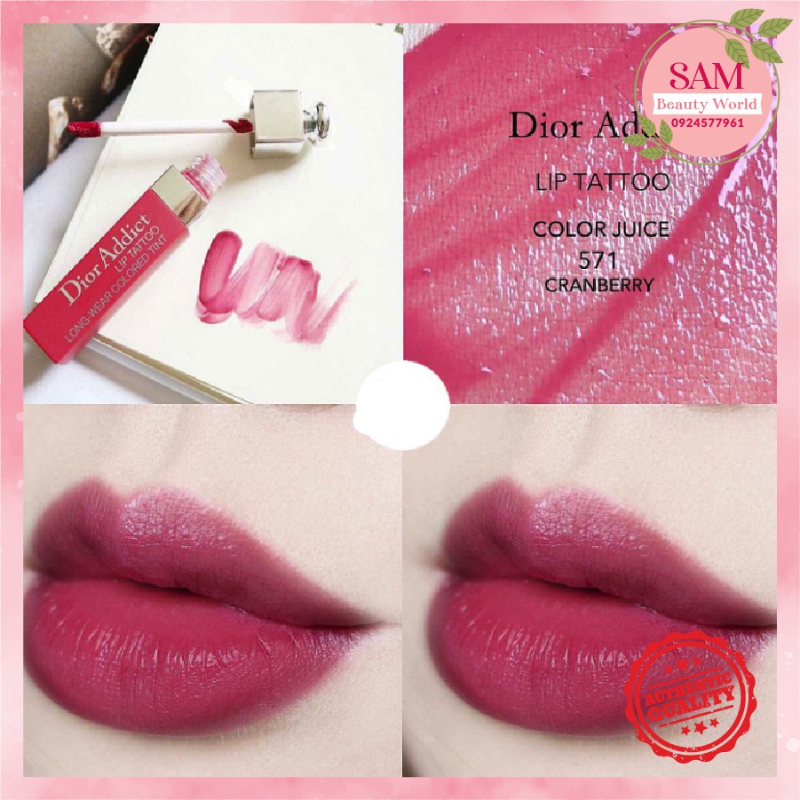 Son Dior Addict Lip Tattoo màu 571 Cranberry fullbox – Đỏ Hồng Đất