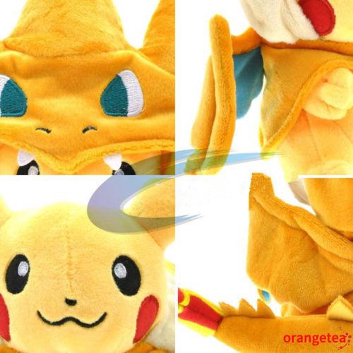 ✦ZWQPokemon Pikachu Avec Charizard chapeau Peluche rembourré Animal Poupée 22.9cm