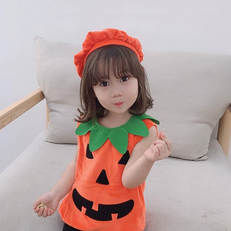 Set Đồ 2 Món Hóa Trang Bí Ngô Halloween Cho Bé