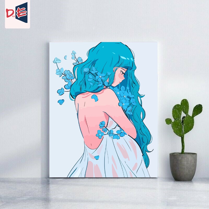 Tranh Vẽ Hình Cô Gái/Bé Gái Kích Thước 40x50cm/20x30cm DIY Dùng Trang Trí Nhà Cửa