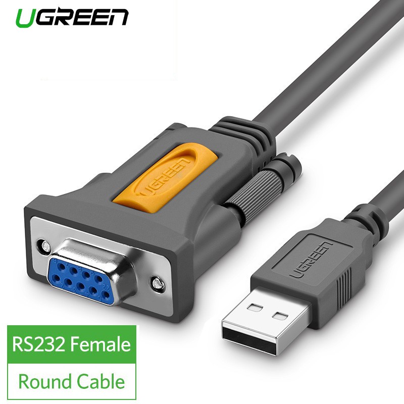 Cáp Chuyển USB to Com RS232 Cổng Âm Chính Hãng Ugreen 20201 CR204 Dài 1m5 Cao Cấp
