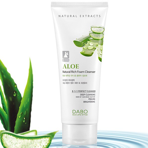 Sữa rửa mặt lô hội dabo aloe 3in1 hàn quốc 180ml giúp dưỡng trắng da, cấp ẩm, xóa mụn da mặt hiệu quả