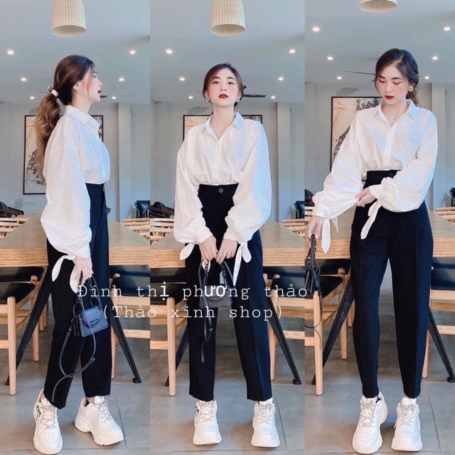 [Mã WASTUP giảm 10% tối đa 30K đơn 99K] ⭕️ Sơ Mi Trơn Tay Dài Thắt Nơ Cực Xinh | BigBuy360 - bigbuy360.vn