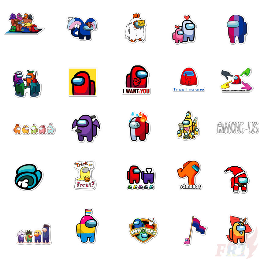 Bộ 100 miếng dán hình trò chơi Among US chống thấm nước trang trí đẹp DIY