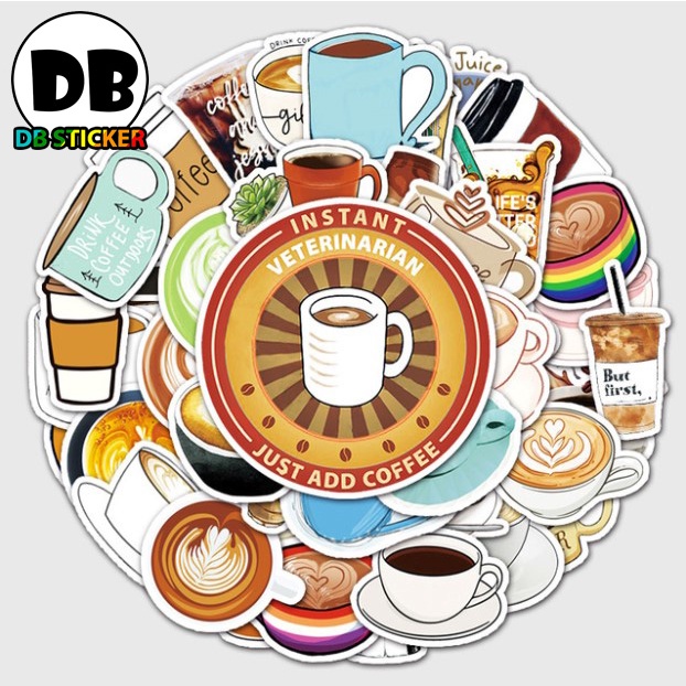 [50 Hình] Hình dán sticker hoạ tiết coffee đáng yêu - DB.116