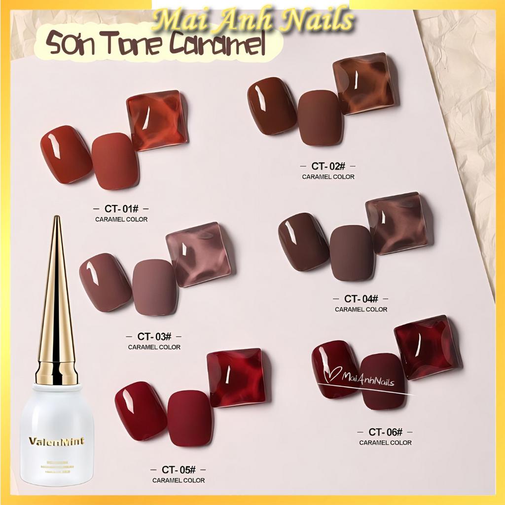 Sơn lẻ Valenmint tone màu Caramel chất sơn đặc MaiAnhNails