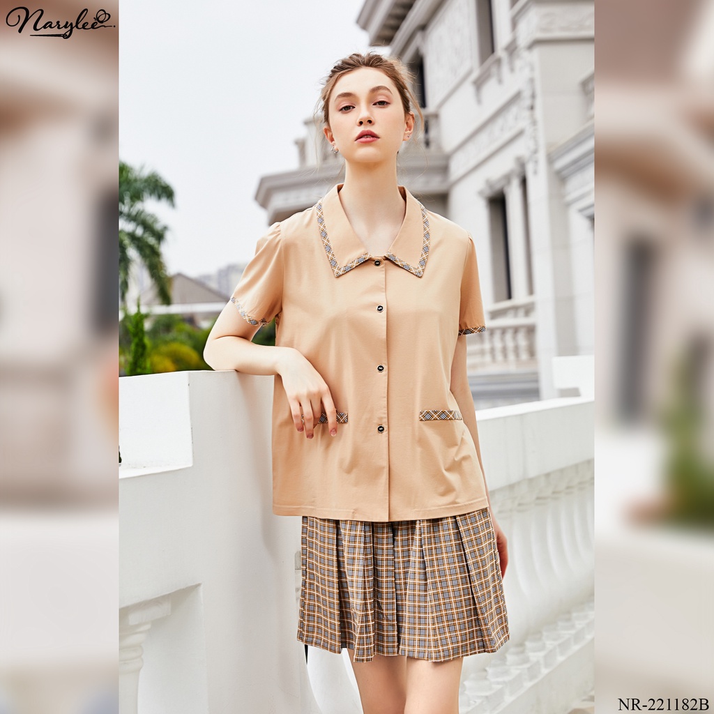 Đồ bộ mặc nhà nữ cao cấp Narylee áo cộc quần váy chất cotton nhập khẩu mềm mịn chống tia UV kháng khuẩn mã NR - 221182
