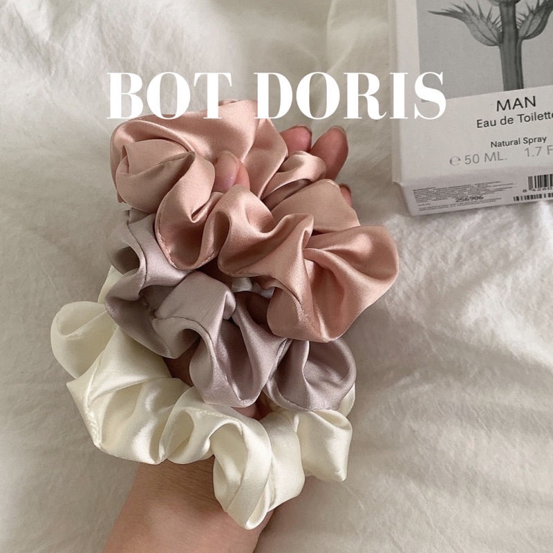 Cột tóc scrunchies lụa sang chảnh, phụ kiện thời trang phong cách Hàn quốc