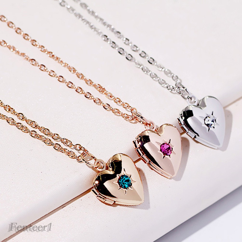 [FENTEER1] Fashion Heart Photo Frame Necklace Openable Pendant Accessories Locket Charm