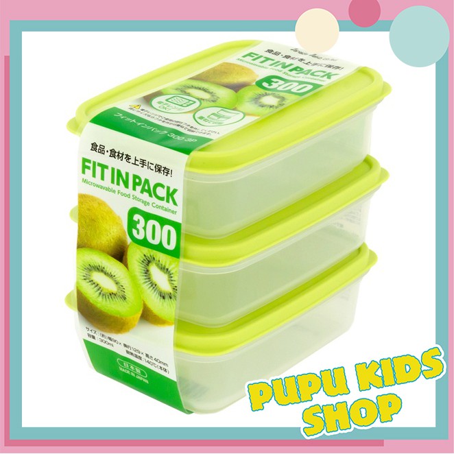 [Hàng Nhật] Set 3 hộp nhựa nắp dẻo 300ml (Màu Ngẫu Nhiên)