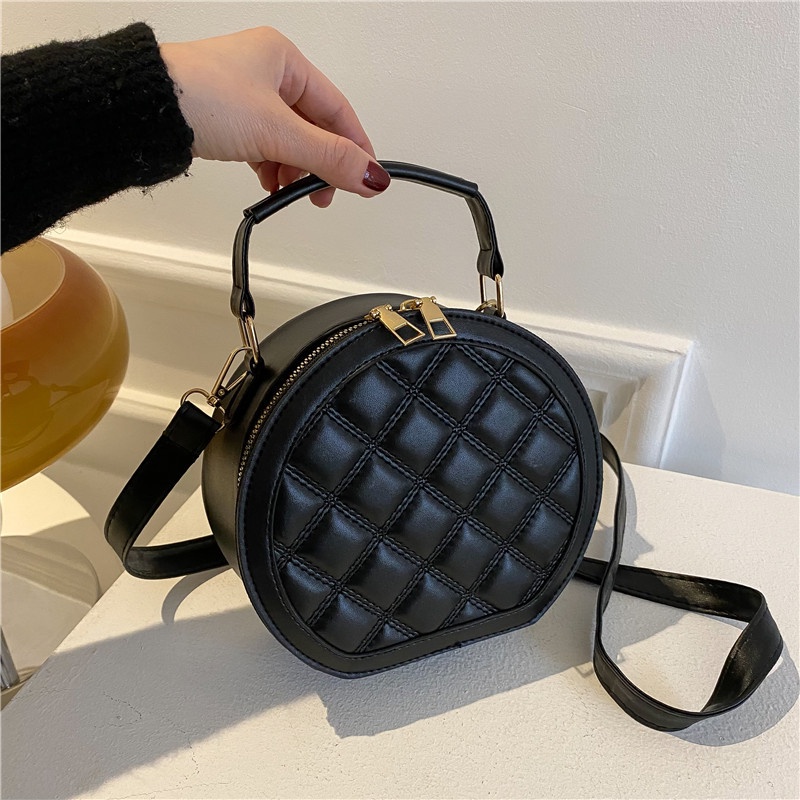 Túi Xách Tròn Nhỏ Đeo Vai Họa Tiết Hình Thoi Phong Cách Phương Tây Mẫu Mới Thời Trang Mùa Xuân Dành Cho Nữ 2022