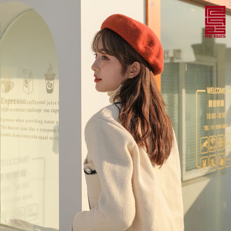 Mũ nồi - nón beret nữ dạ họa tiết caro phong cách Ulzzang Hàn Quốc Re1925 Studio BR06