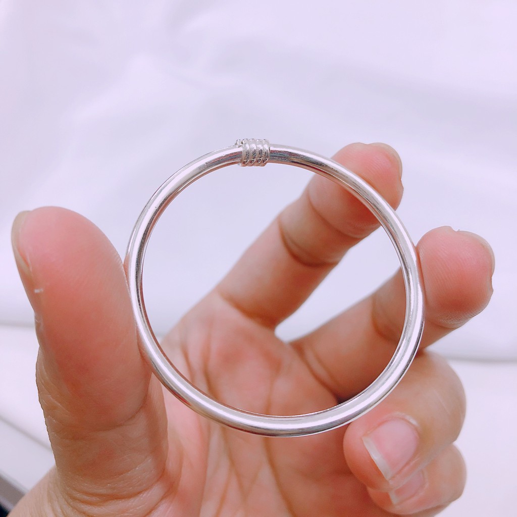 Lắc tay bạc cho bé vòng tròn trơn - Bibi silver - BBS