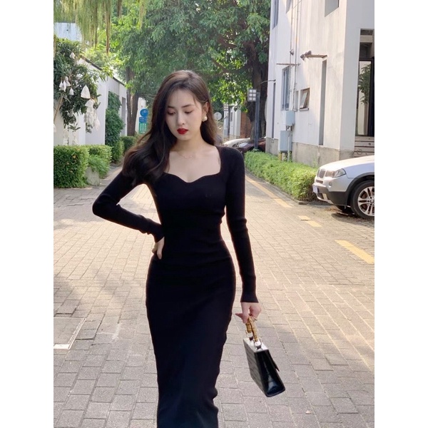 Váy body dài tay Hottgirlshop,đầm body dài co dãn tôn dáng sexy đủ size 42-64kg- VBD0001 | BigBuy360 - bigbuy360.vn