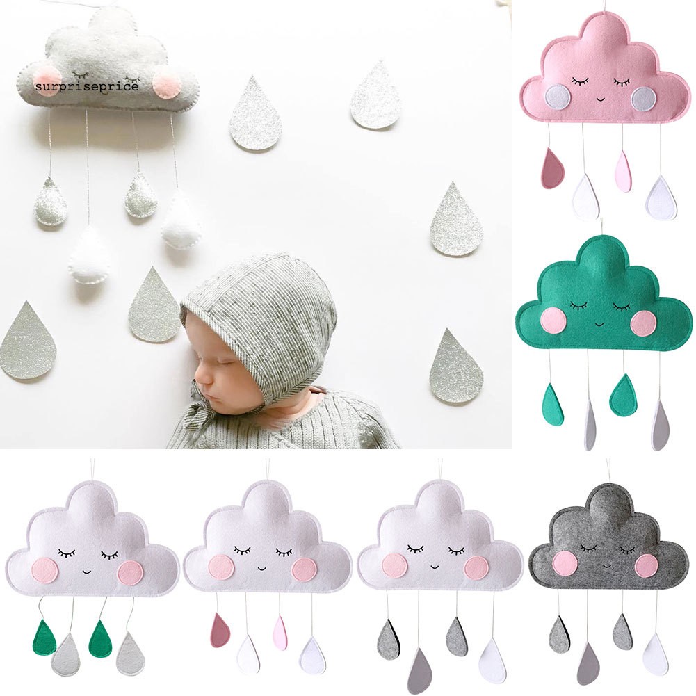 SPP_Nordic Cloud Raindrop Hanging Ornament Baby Bed Tent Pendant Kids Room Decor