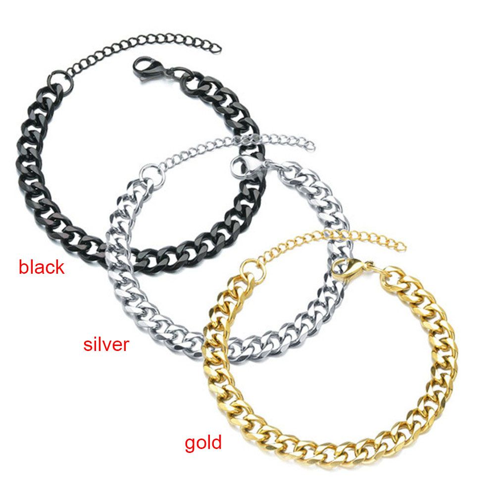 Vòng tay dây xích 3/5/7mm thép không gỉ nhiều màu cá tính thời trang cho nam nữ