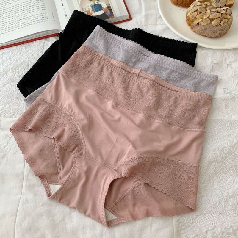 Quần Lót Cotton Lưng Cao Ôm Bụng Định Hình Nâng Mông _Quần lót nữ cotton phối ren cạp cao gen bụng 8895
