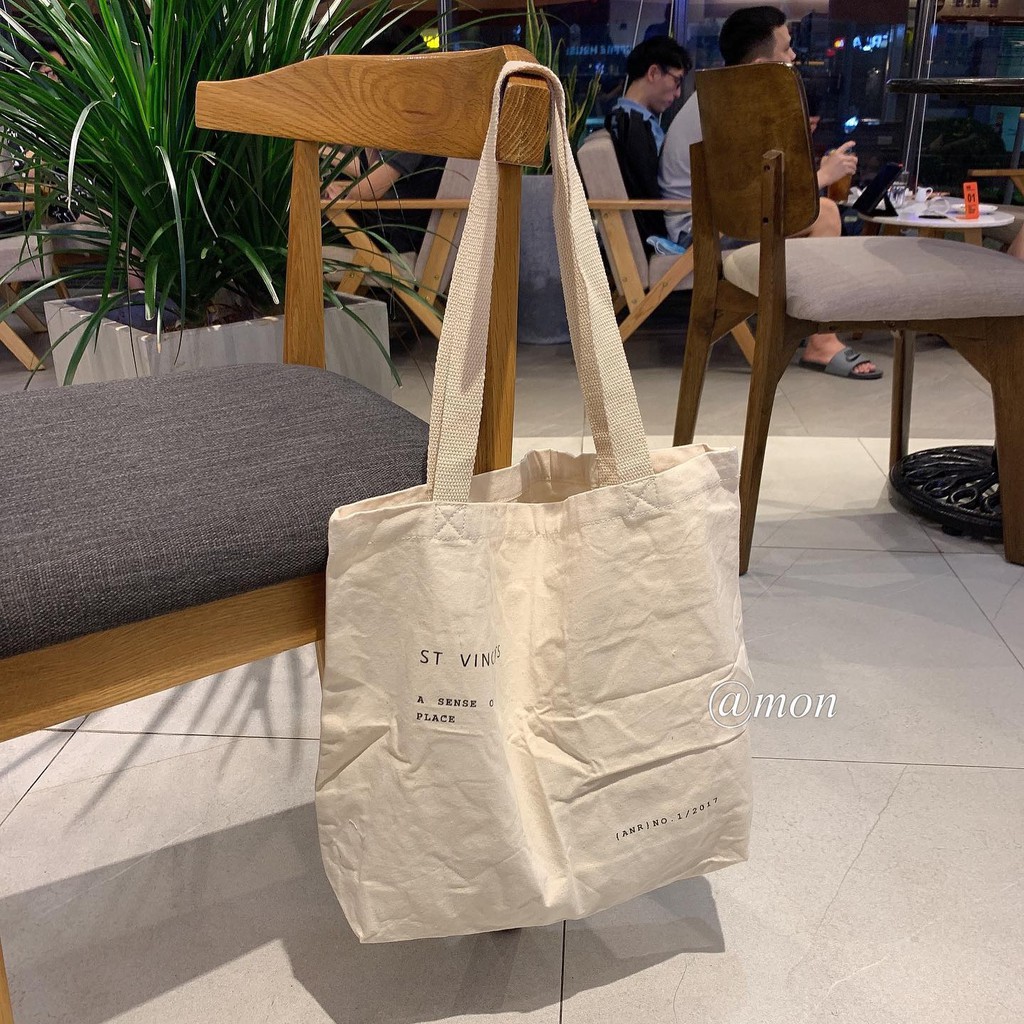 2101553 Túi tote nữ - túi vải đeo vai chất vải thô mềm dày dặn basic thời trang ulzzang