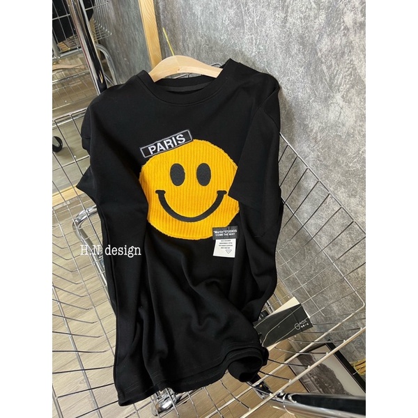 Áo thun nữ, Áo phông nữ hình mặt cười thêu nổi hàng QCL1