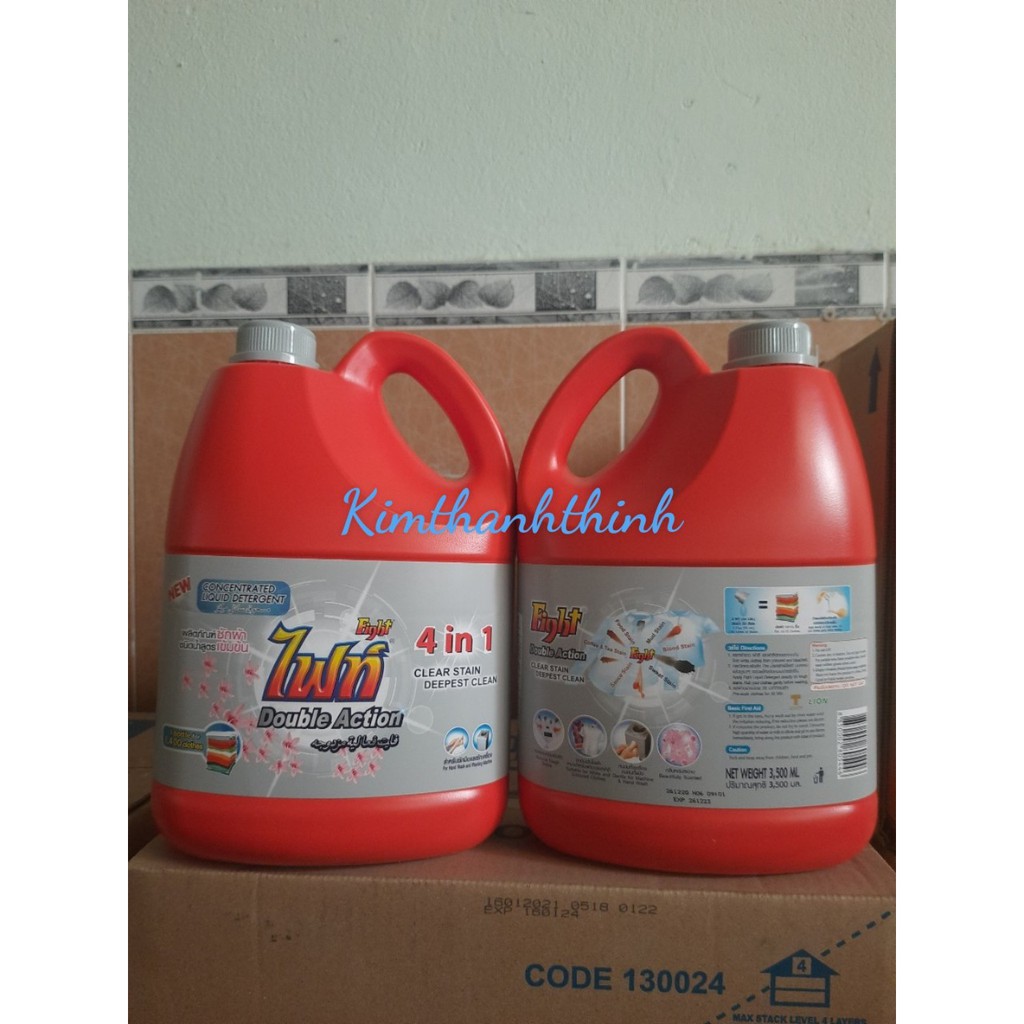 (KTT) Nước giặt Fight 4in1 Thái Lan 3500ml Can Xám