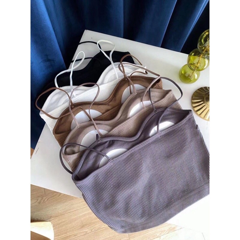 Áo ngực nữ - Áo bra gân tăm mút may cố định mỏng mềm mịn 1802